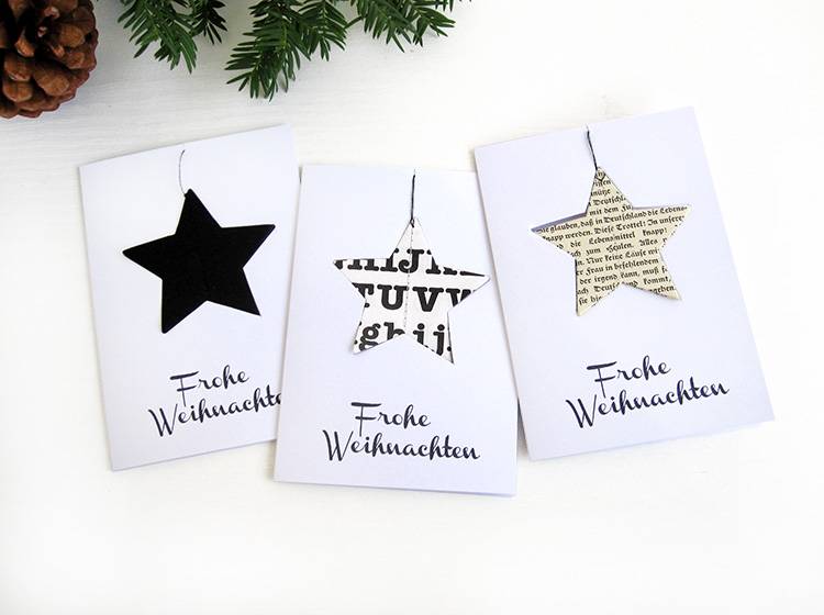 Renna Deluxe Frohe Weihnachten Karte mit Stern in schwarz Fabrikpreis