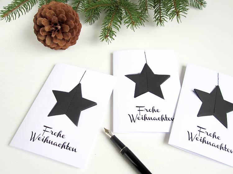 Renna Deluxe Frohe Weihnachten Karte mit Stern in schwarz Fabrikpreis
