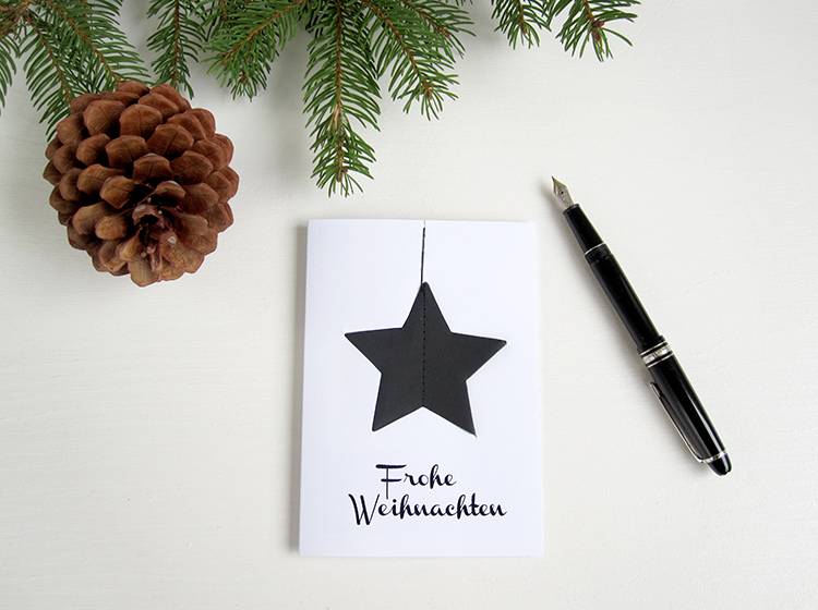 Renna Deluxe Frohe Weihnachten Karte mit Stern in schwarz Fabrikpreis