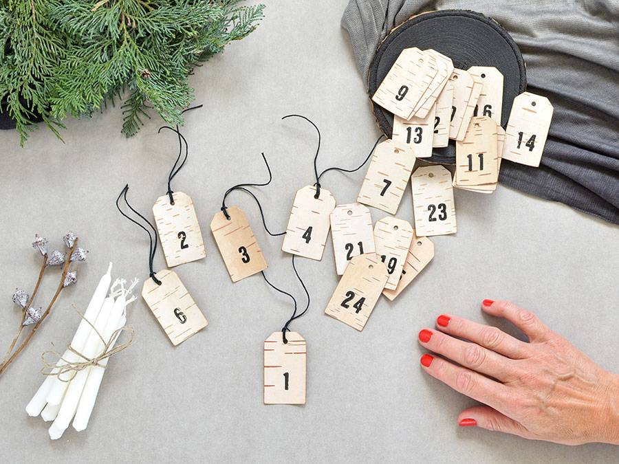 Renna Deluxe Adventskalender Zahlen Anhänger aus Birkenrinde Verkauf