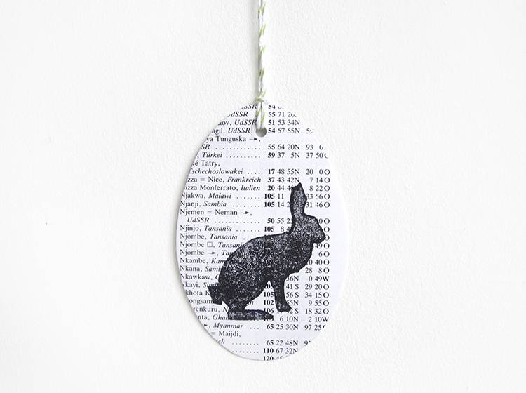 Renna Deluxe Ostereier zum Anhängen mit Hase gestempelt aus Papier