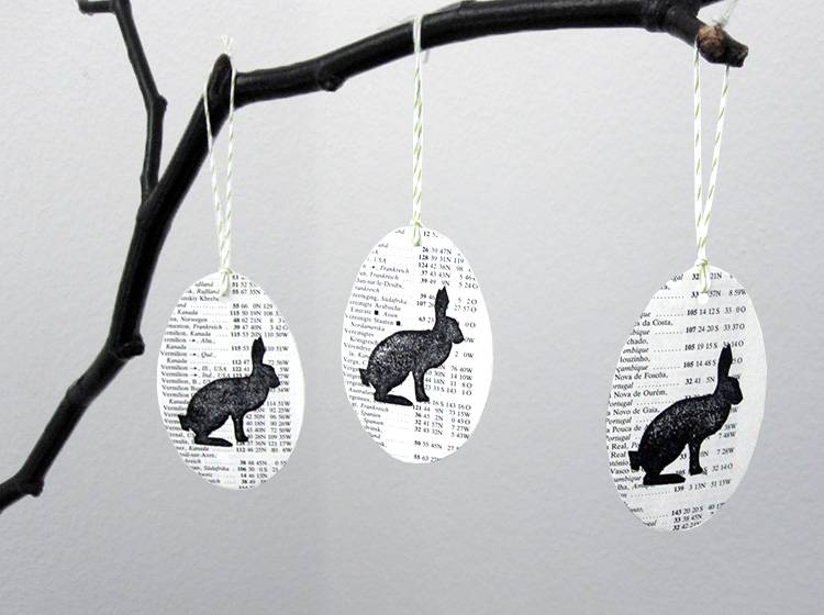 Renna Deluxe Ostereier zum Anhängen mit Hase gestempelt aus Papier Hotsell