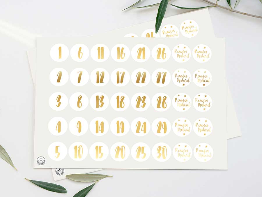 Renna Deluxe RAMADAN Kalender Zahlensticker in GOLD