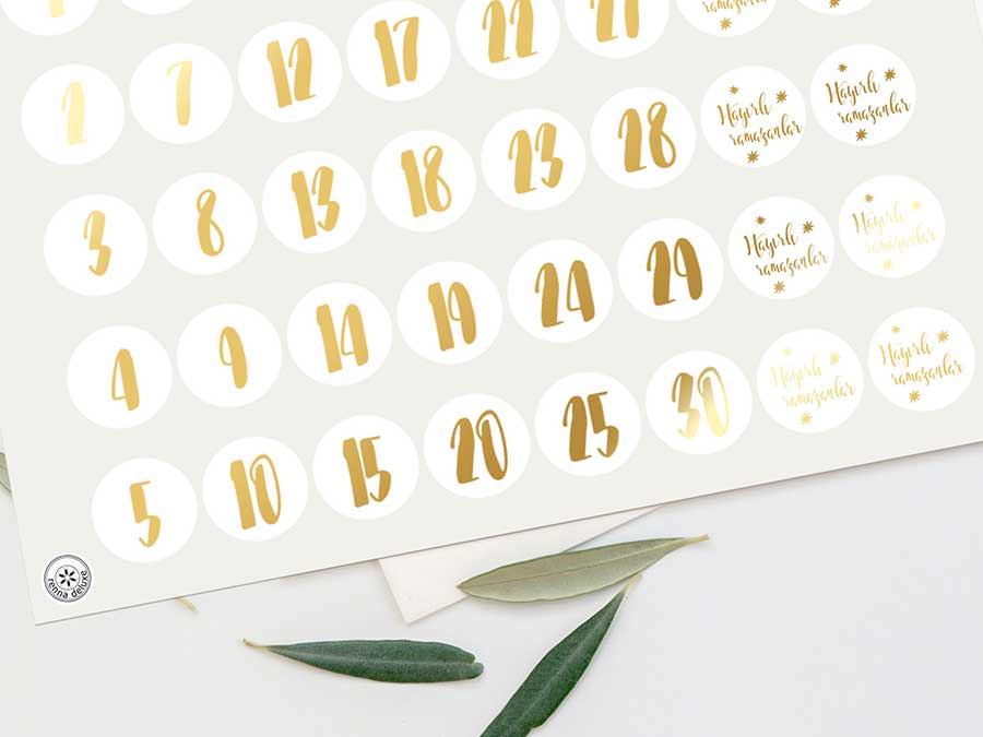 Renna Deluxe RAMADAN Kalender Zahlensticker in GOLD Blitzangebot