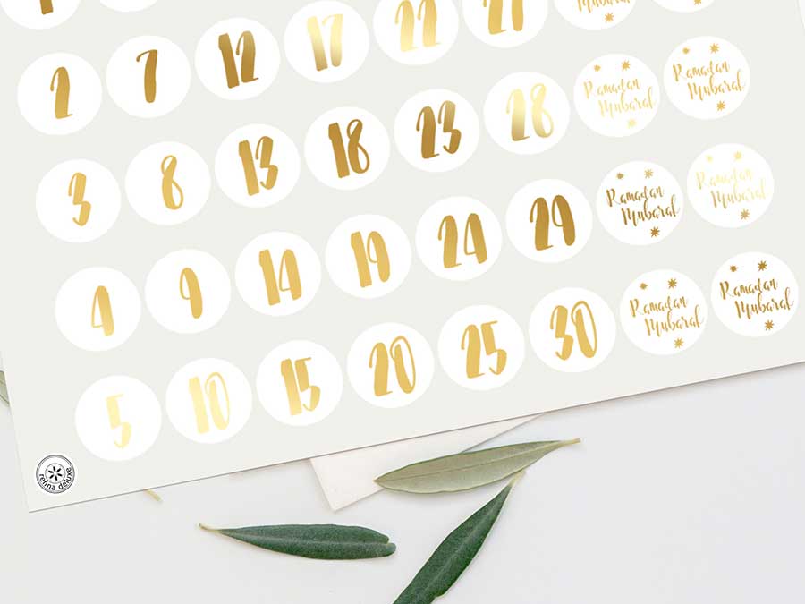 Renna Deluxe RAMADAN Kalender Zahlensticker in GOLD Blitzangebot