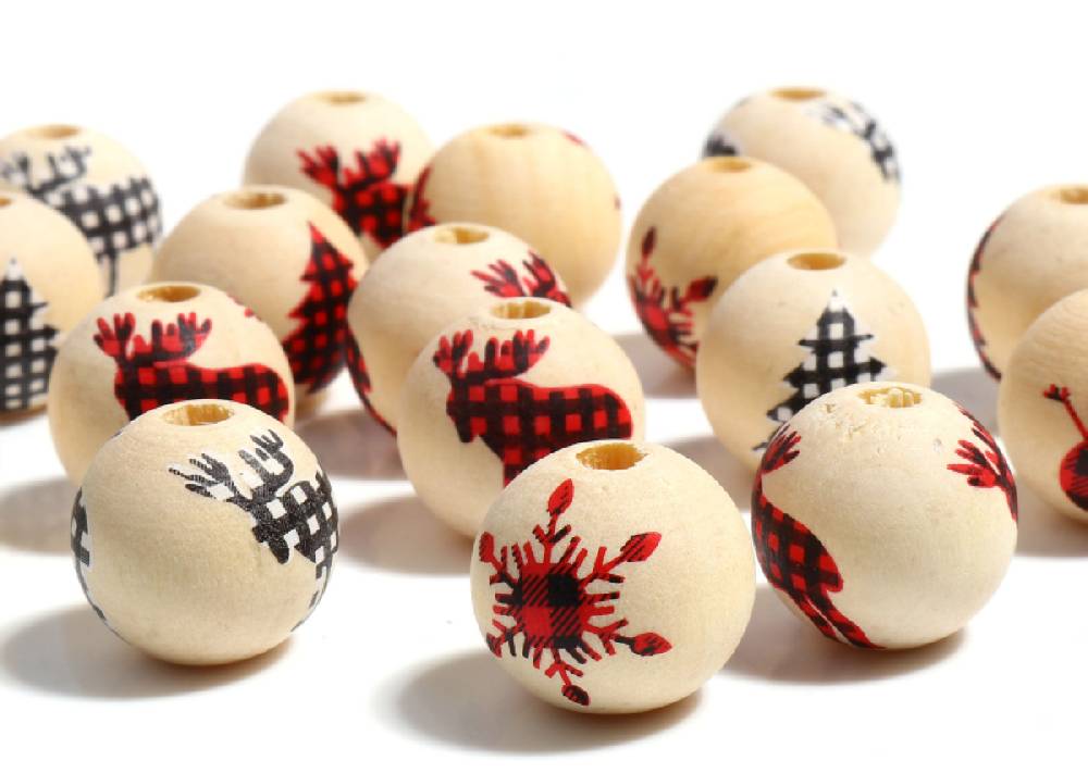 ﻿Sadingo Holzperlen Natur Motiv Weihnachten 16mm, 20 Stück, Wählbar Heißer Verkauf