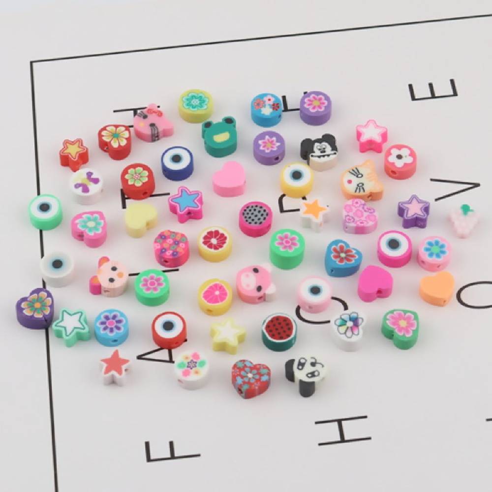 Sadingo Polymer Clay Perlen | 50 Stk., bunter Mix Neuheiten