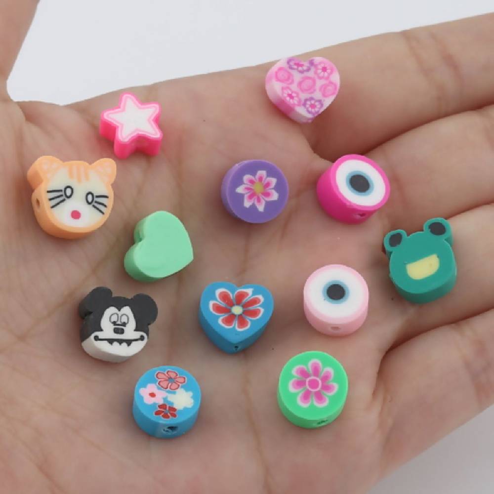 Sadingo Polymer Clay Perlen | 50 Stk., bunter Mix Neuheiten