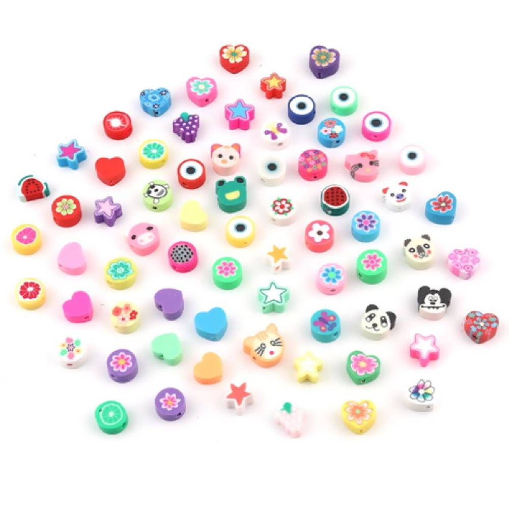 Sadingo Polymer Clay Perlen | 50 Stk., bunter Mix Neuheiten