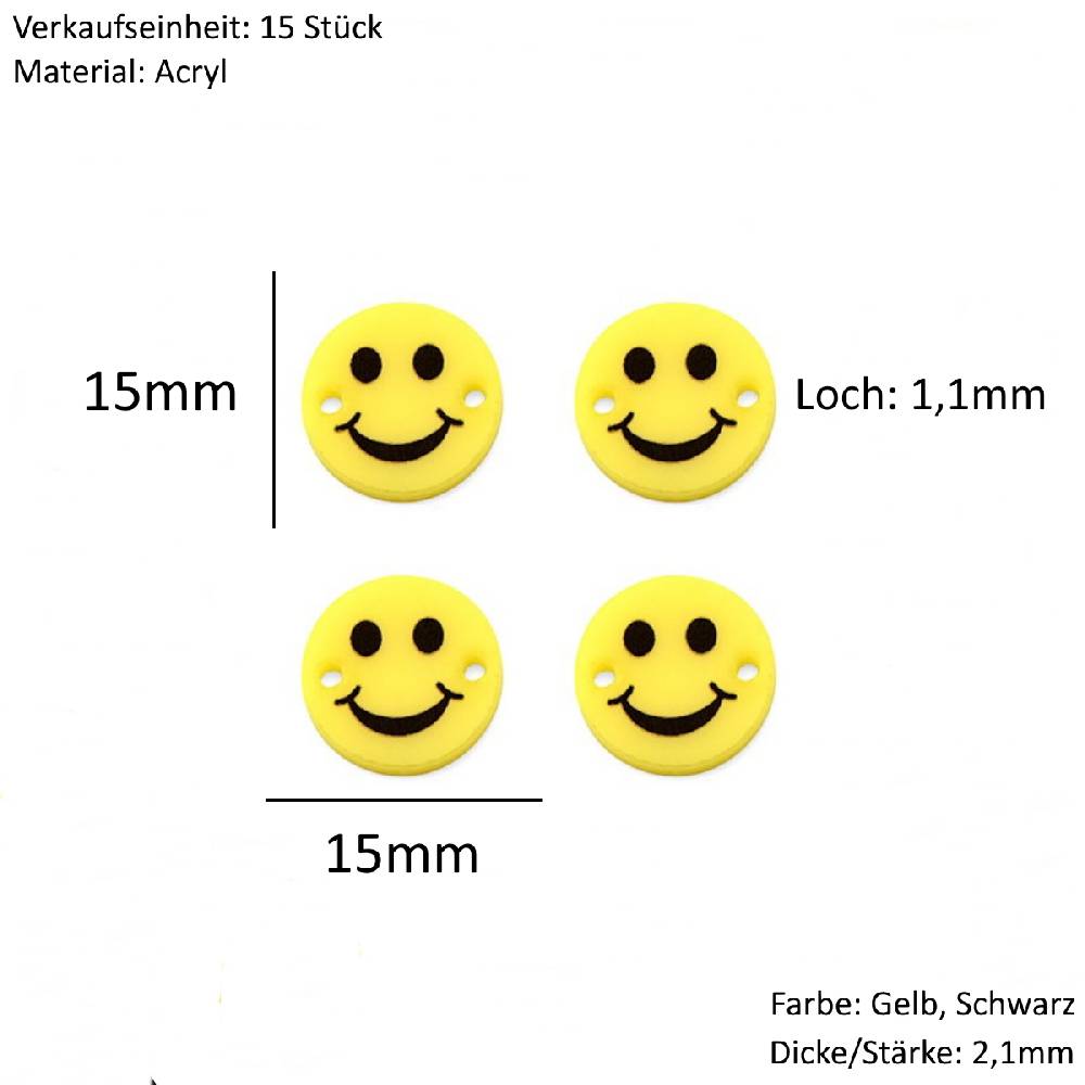 Sadingo Schmuckverbinder Smiley | 15 Stück, 15mm Saisonale Angebote