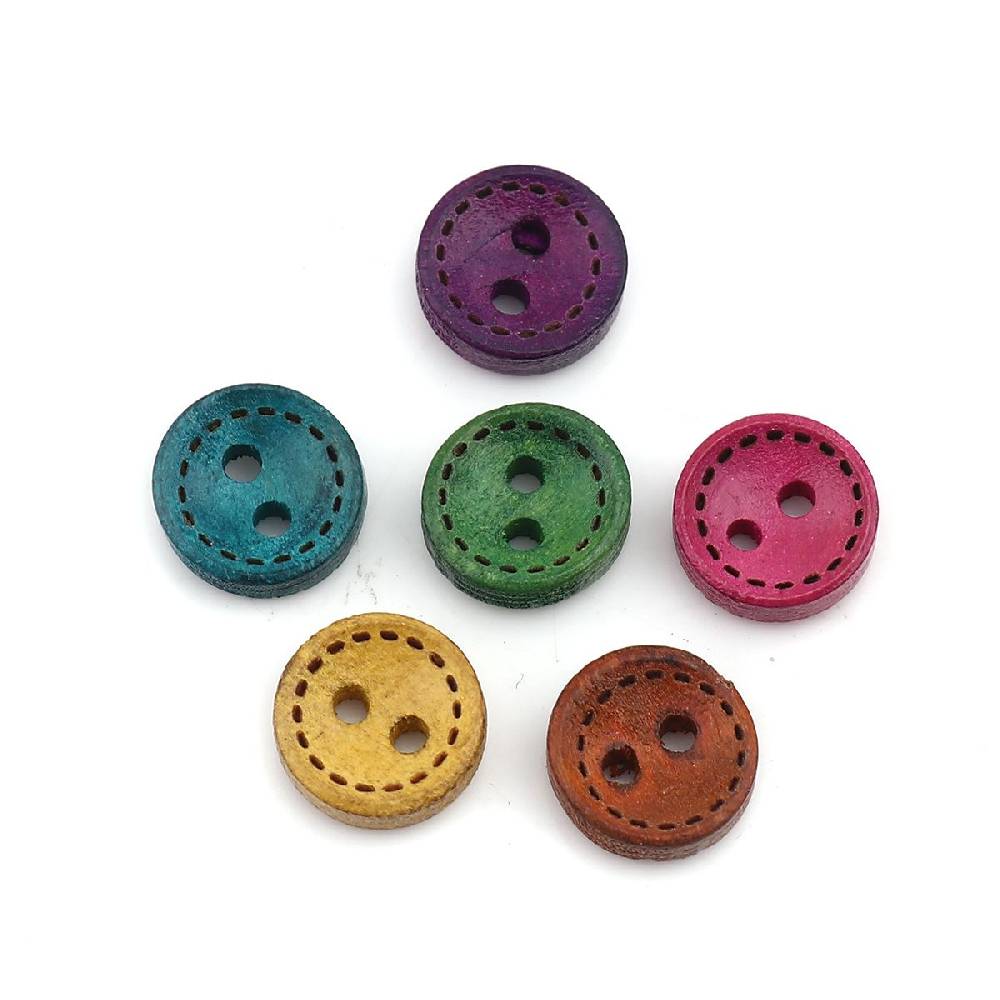 Sadingo Holzknöpfe Bunt 50 Stück, Knopf Set Mix bunt Wochenangebot