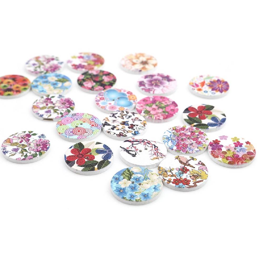 Sadingo Holzknöpfe Blumen Mix - 100 Stück - 25 mm online sichern Begrenzte Freigabe