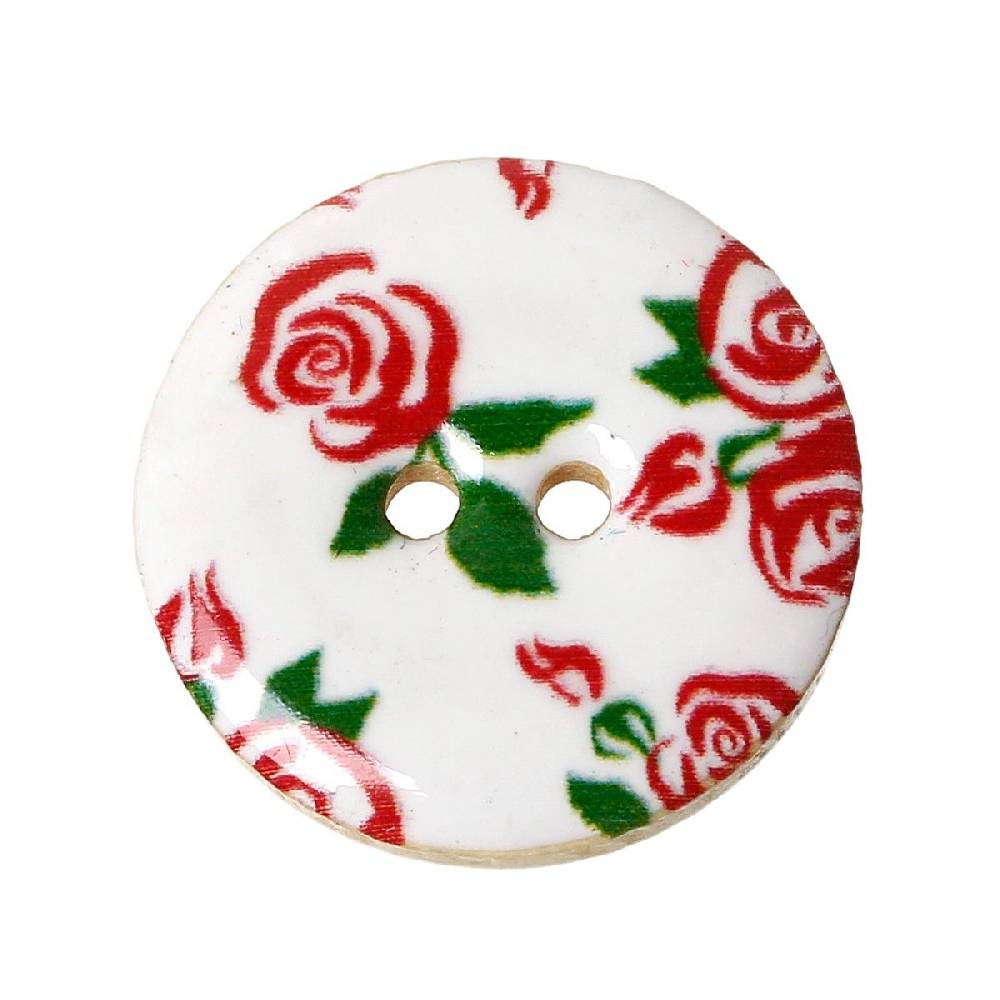 Sadingo Holzknöpfe - 20 Stk. - Ø 2,5 cm - Blumenmuster Bis zu 50% Rabatt