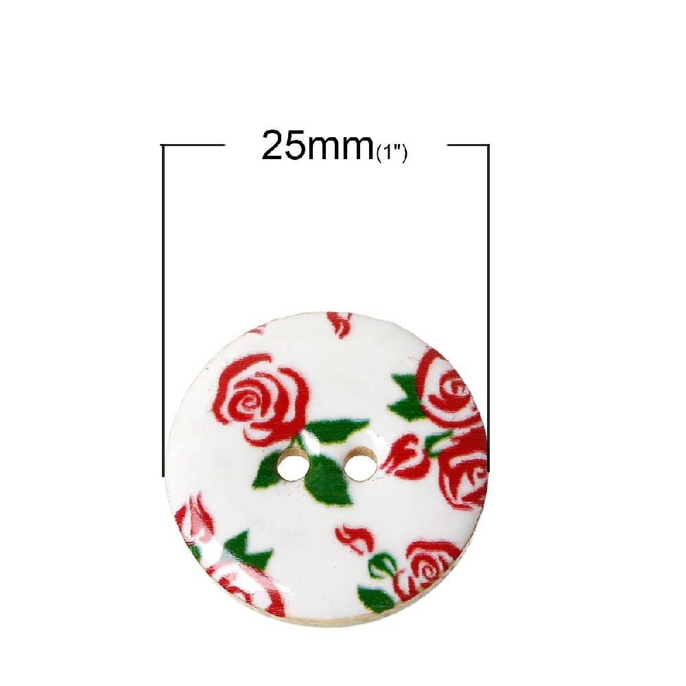 Sadingo Holzknöpfe - 20 Stk. - Ø 2,5 cm - Blumenmuster Bis zu 50% Rabatt