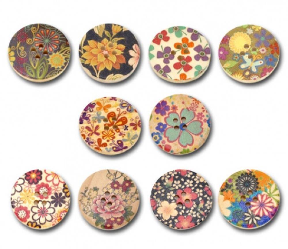 Sadingo Holzknöpfe Blumen Mix | 170 Stk. verschiedene Größen Discount Store für neue Produkte
