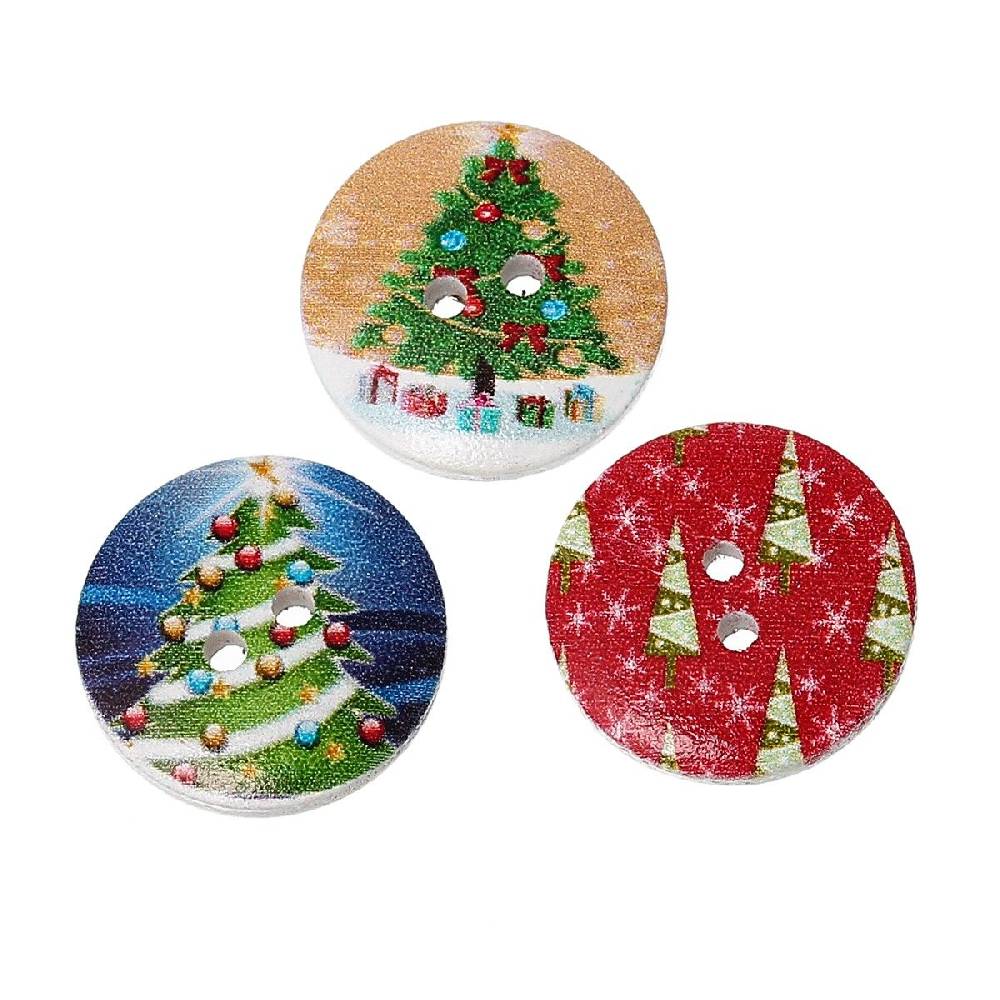 Sadingo Holzknöpfe Weihnachten 2 Stück, Ø 2 mm