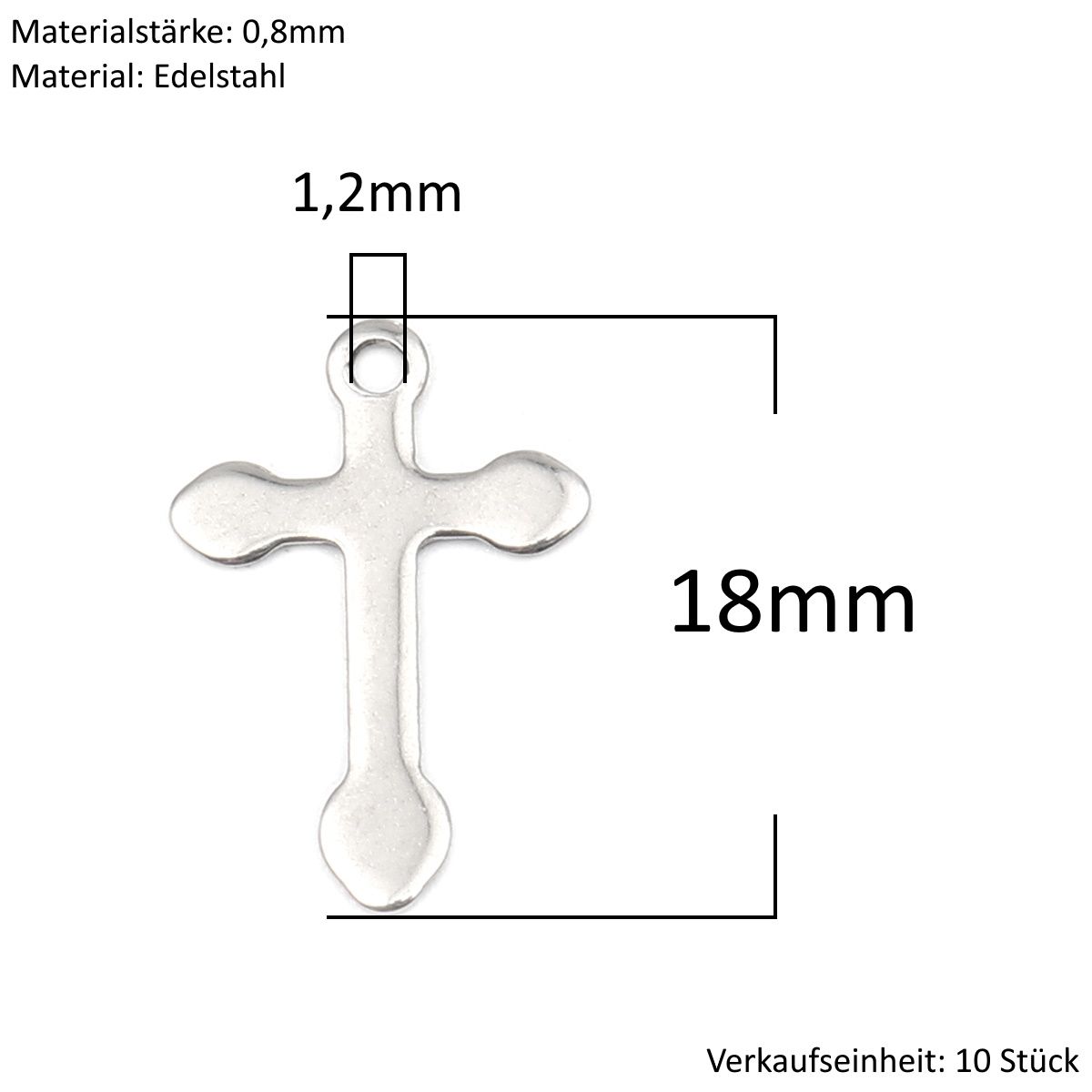 Sadingo Kreuz Anhänger Silber 10 Stück 12x18mm, Bastelbedarf Online