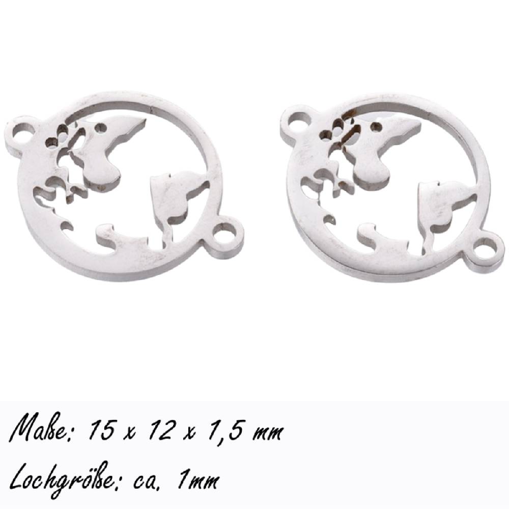 Sadingo Schmuckverbinder Weltkugel | 20 x 15 mm, 10 Stk., Edelstahl Günstig kaufen