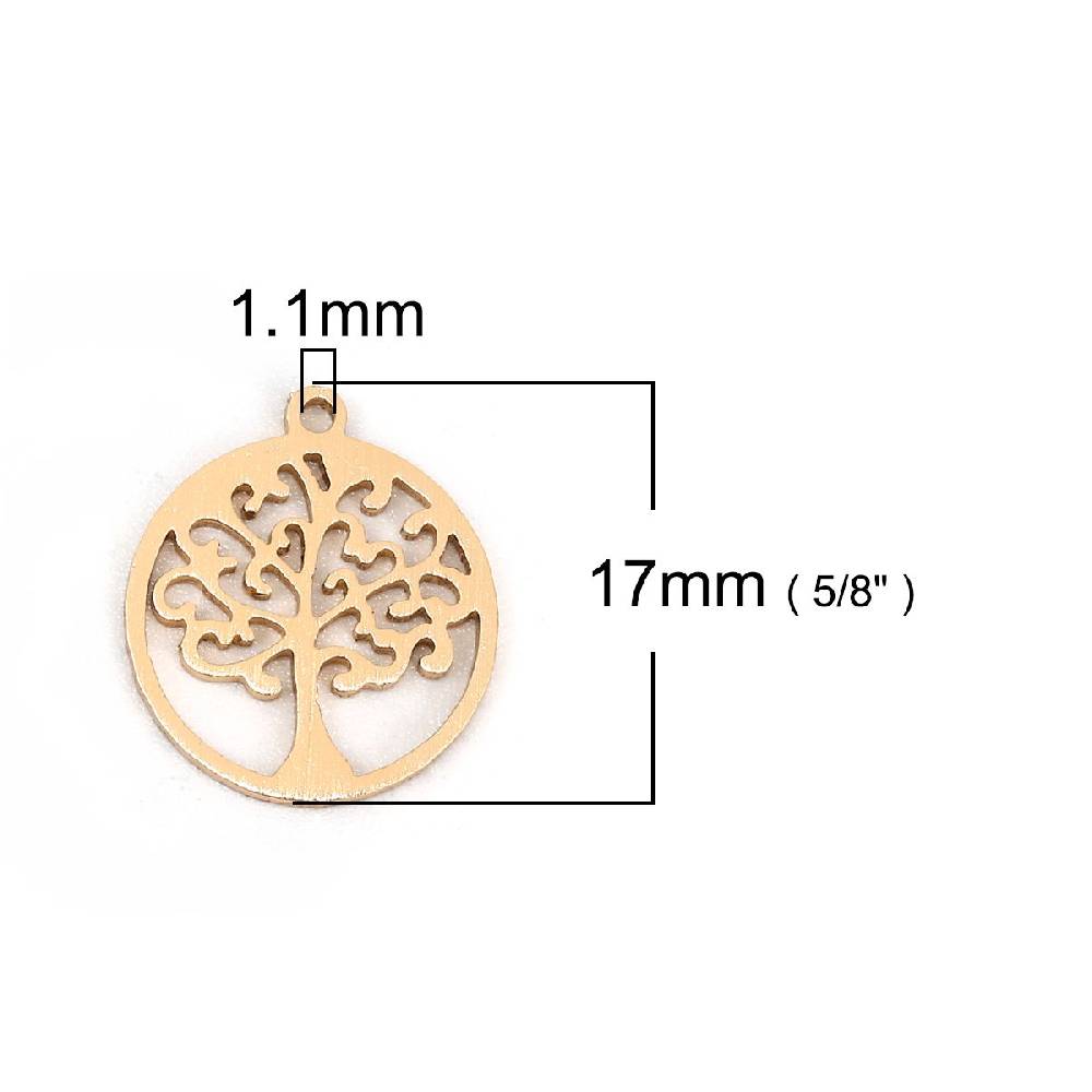 Sadingo 1 Metallanhänger Lebensbaum - 17 x 15 mm - Gold Neueste Stile