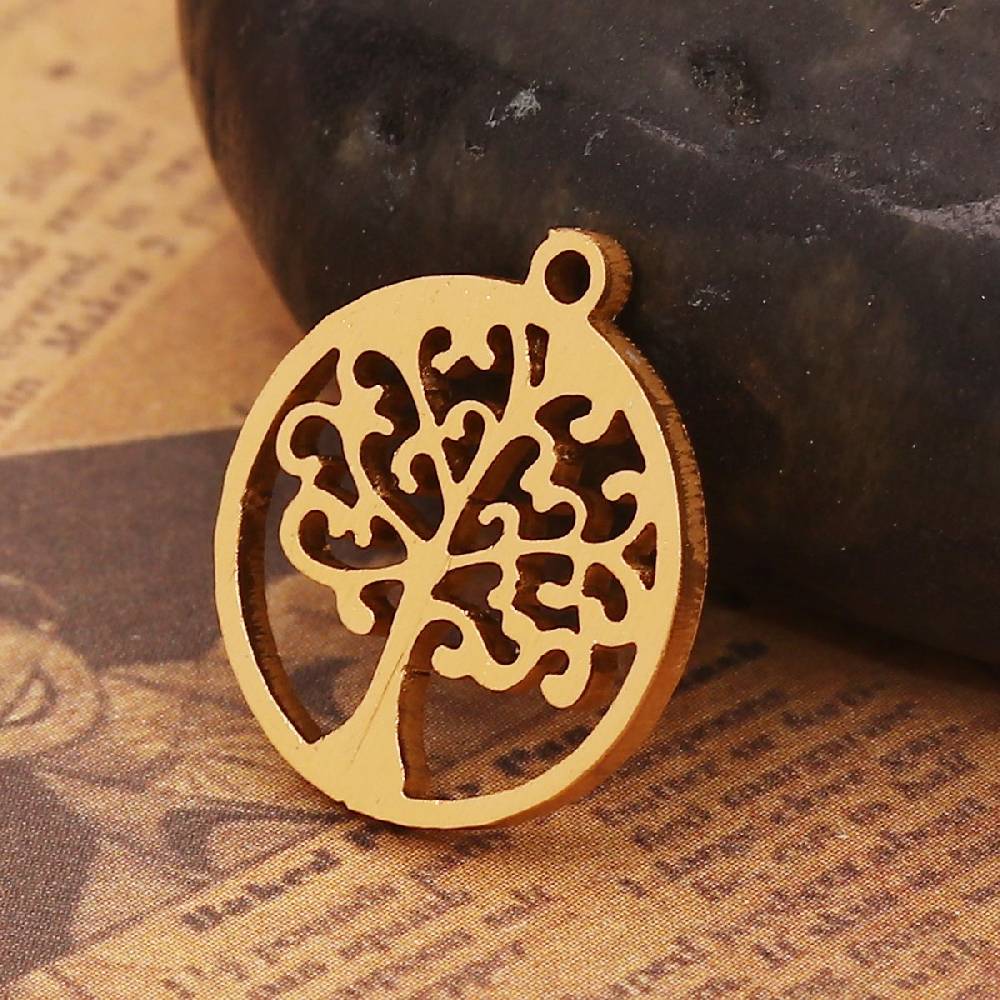Sadingo 1 Metallanhänger Lebensbaum - 17 x 15 mm - Gold Neueste Stile