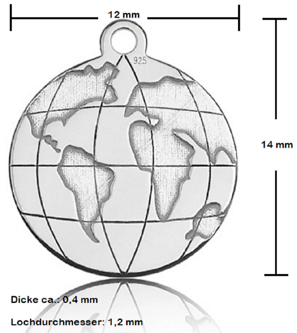 Sadingo Sterling Silver 925er Anhänger Globus Charm Globe Letzte 2 Tage