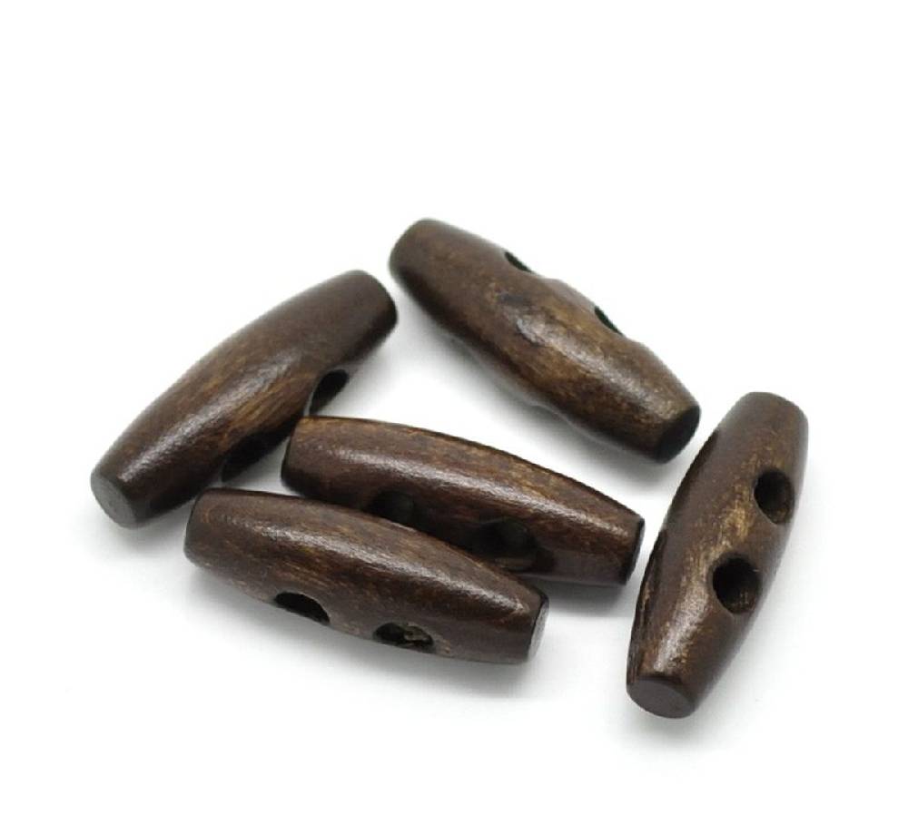 Sadingo Knebelknöpfe - 10 Stk. - 3 x 1 cm - Dunkelbraun Im Verkauf