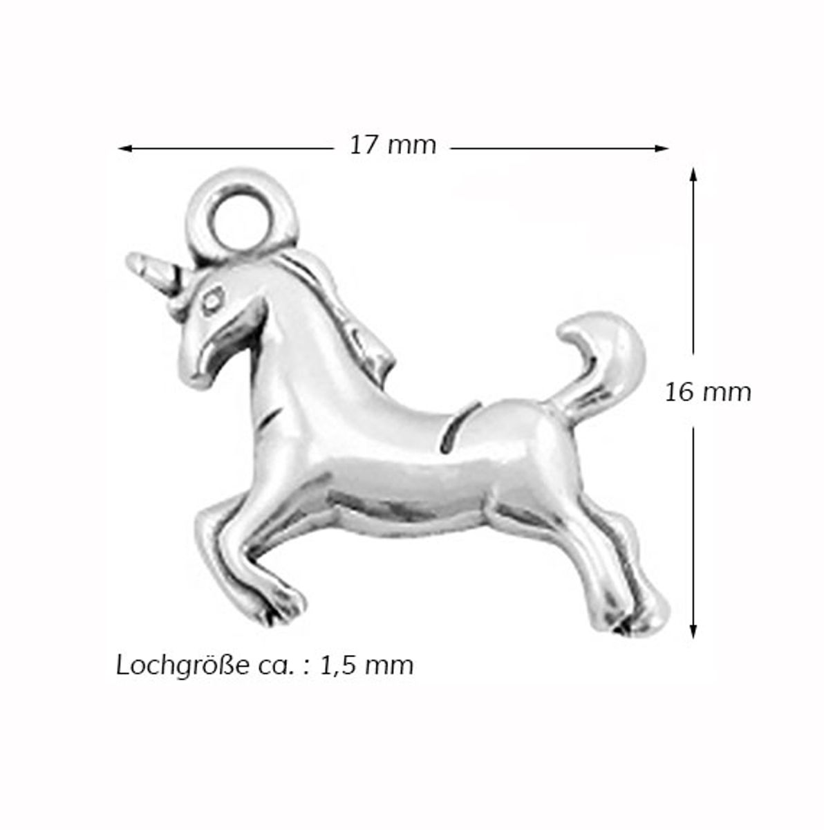 Sadingo Anhänger Einhorn aus Metall, 17 x 16 mm 1 Stück 50% Rabatt für begrenzte Zeit