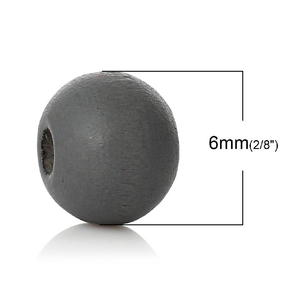 Sadingo Holzperlen Dunkelgrau - 50 Stück - 6 mm Auslauf