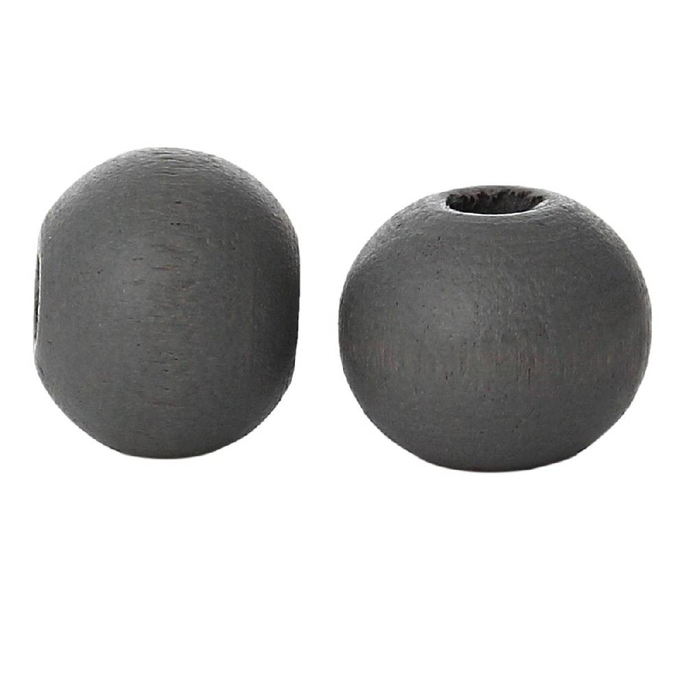 Sadingo Holzperlen Dunkelgrau - 50 Stück - 6 mm Auslauf