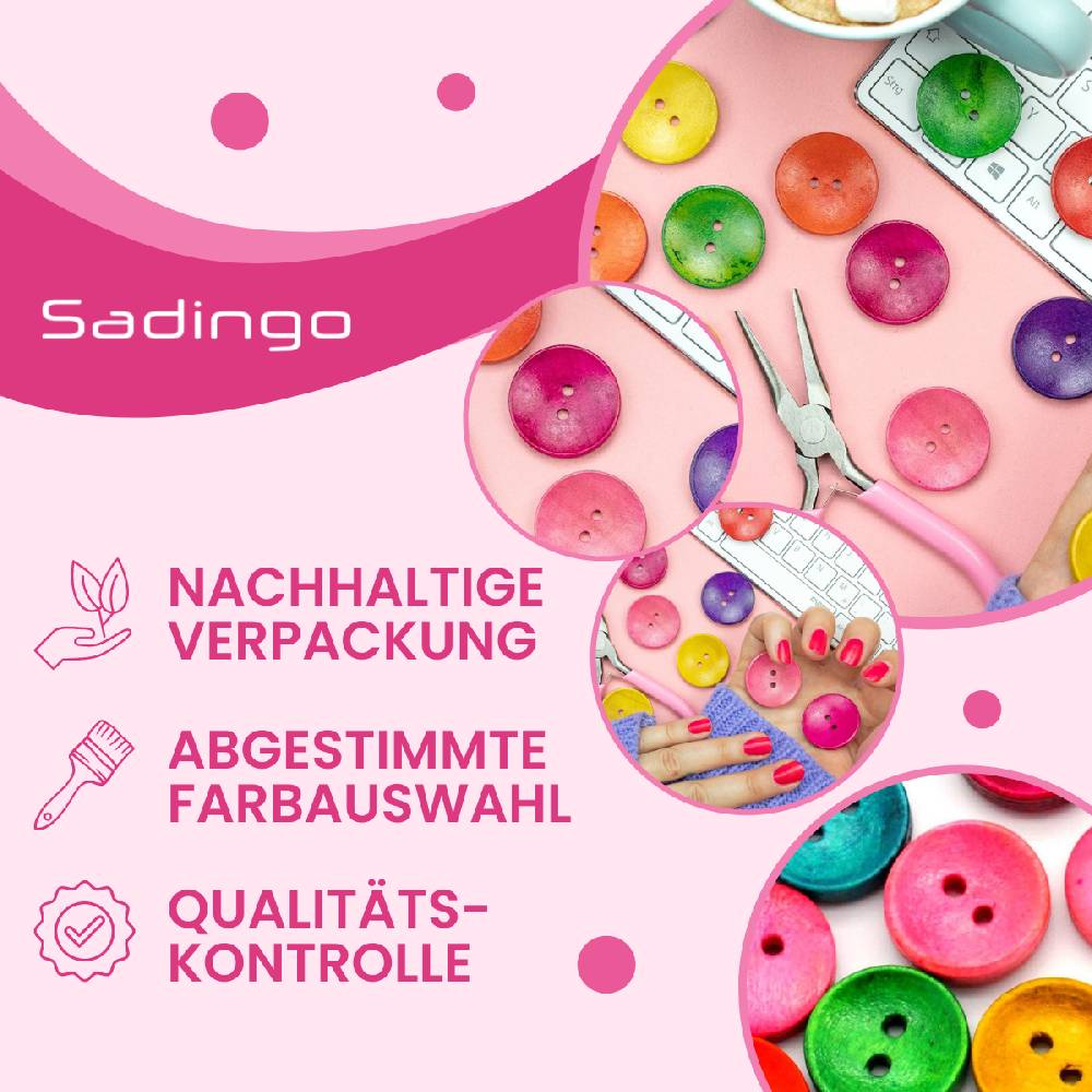 Sadingo Holzknöpfe zum aufnähen, 50 Stück-Ø 3 cm, bunter Mix im Angebot