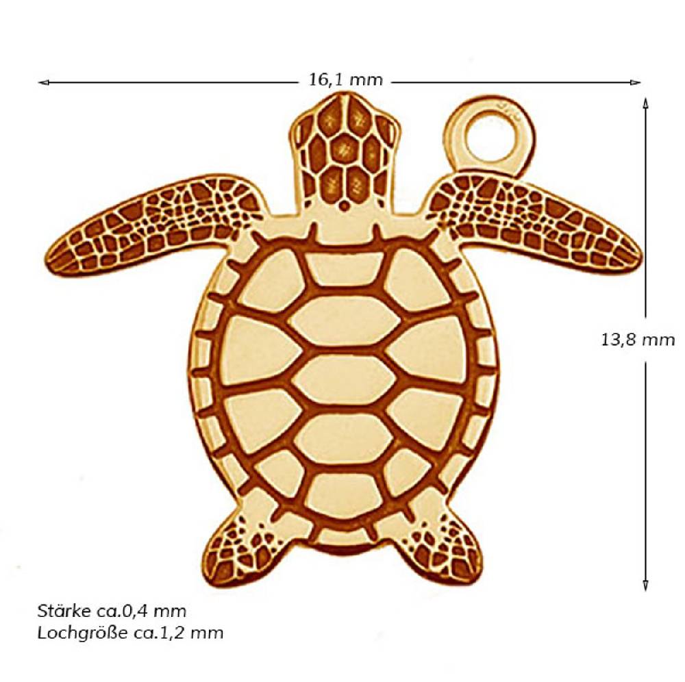 Sadingo Schmuckanhänger Schildkröte 13,8 x 16,1 mm Fabrikverkauf