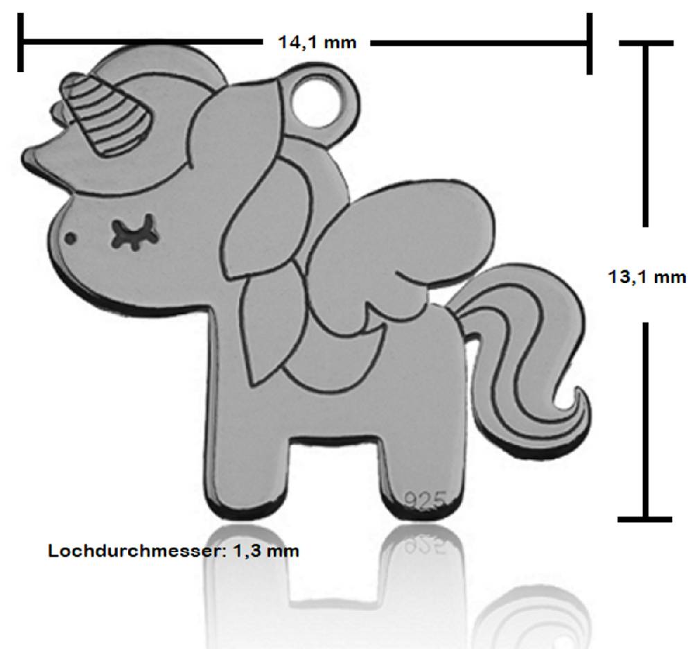 Sadingo Sterling Silver 925er Anhänger Einhorn Charm Unicorn Kostenloser Versand