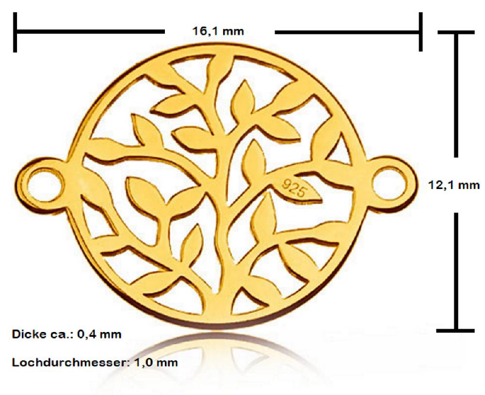 Sadingo Schmuckverbinder Lebensbaum | 12,1x16,1 mm Limitierter Zeitrabatt