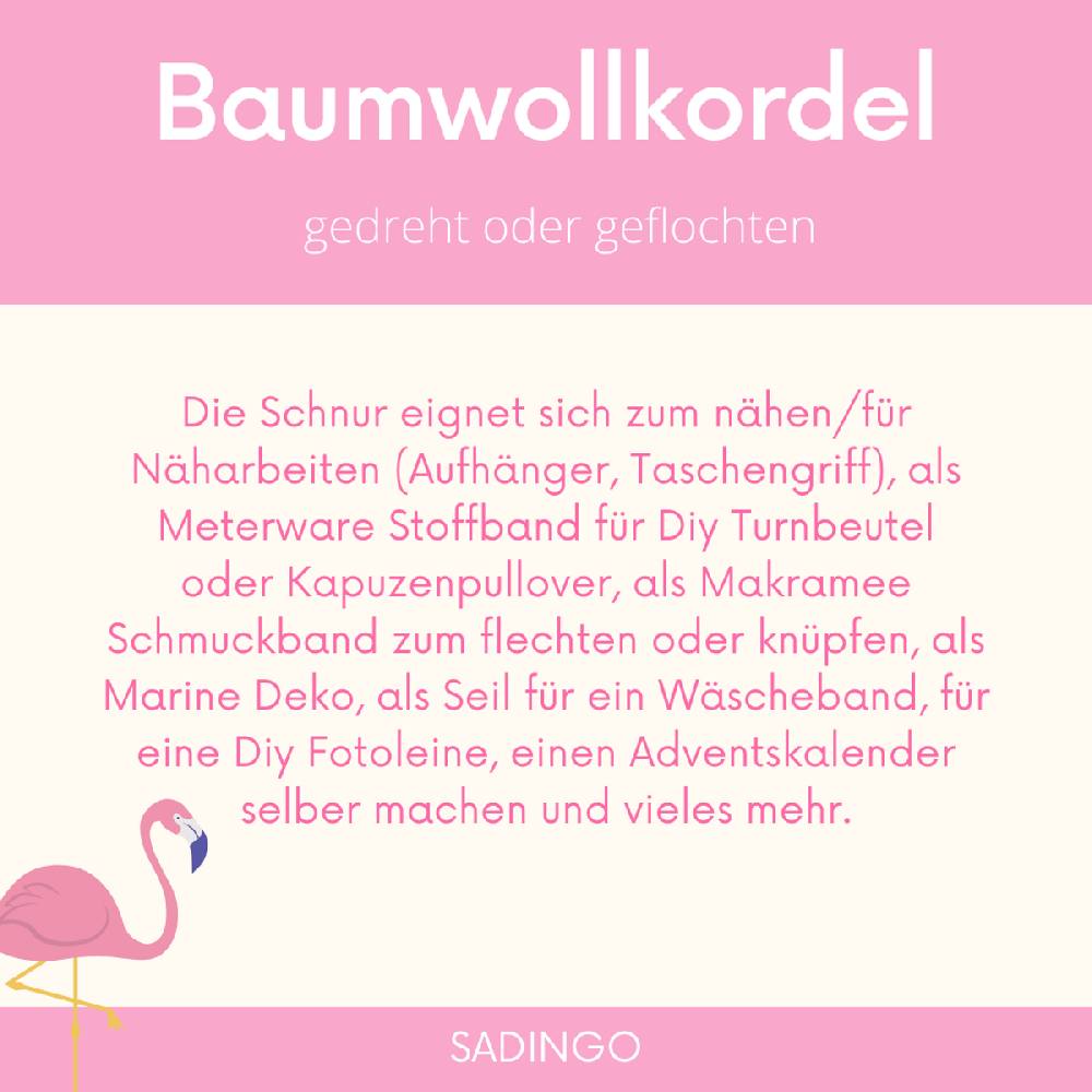 Sadingo Baumwollkordel 8mm gedreht - 10 Meter 8mm - Off White Saisonschlussverkauf