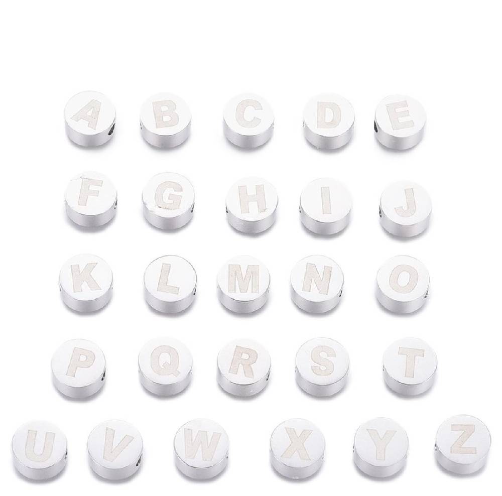 Sadingo Buchstabenperlen Edelstahl 2 Stück 10mm, Buchstabe wählbar Lagerräumung