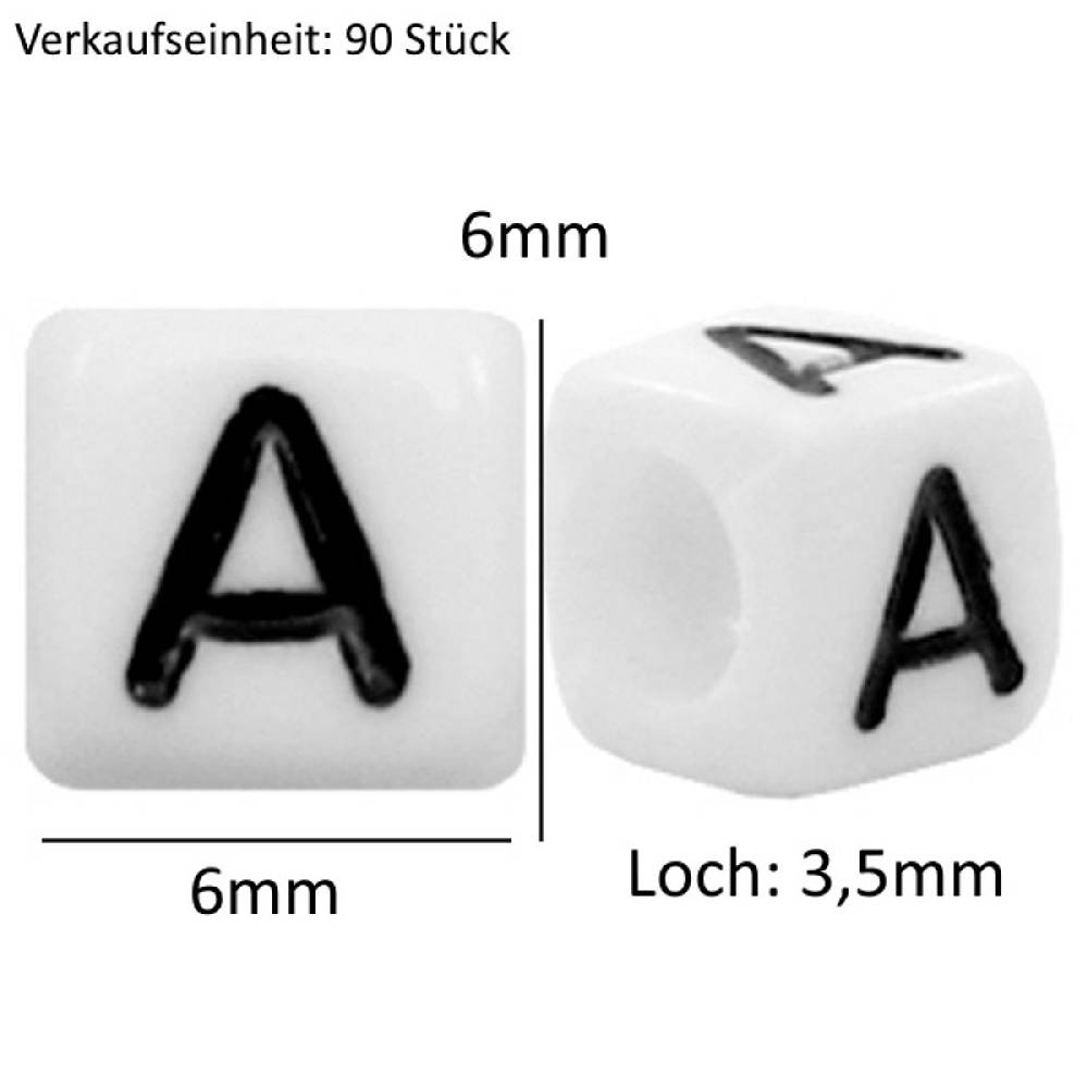 Sadingo Buchstabenperlen | 90 Stk. 6x6mm, eckige Perlen Zeitlich begrenztes Angebot