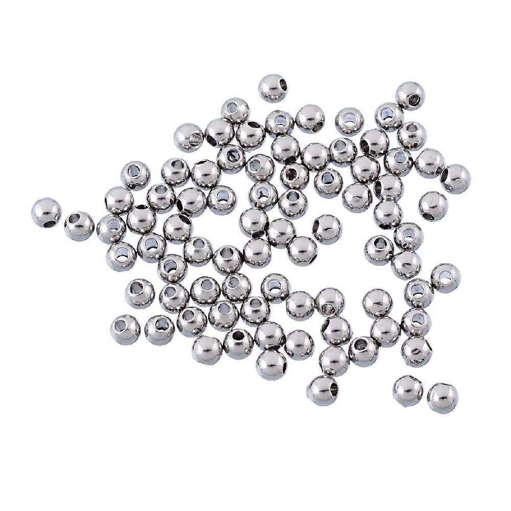 Sadingo Metallperlen | Edelstahl-Perlen Silber, 3 mm, 50 Stück