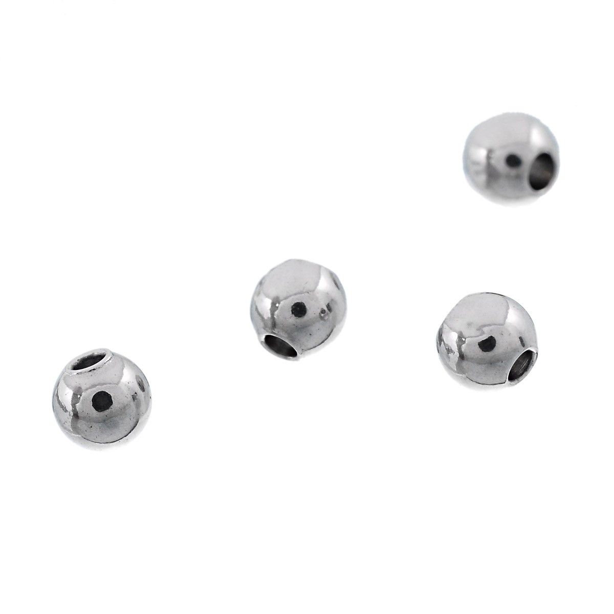 Sadingo Metallperlen | Edelstahl-Perlen Silber, 3 mm, 50 Stück Blitzangebot
