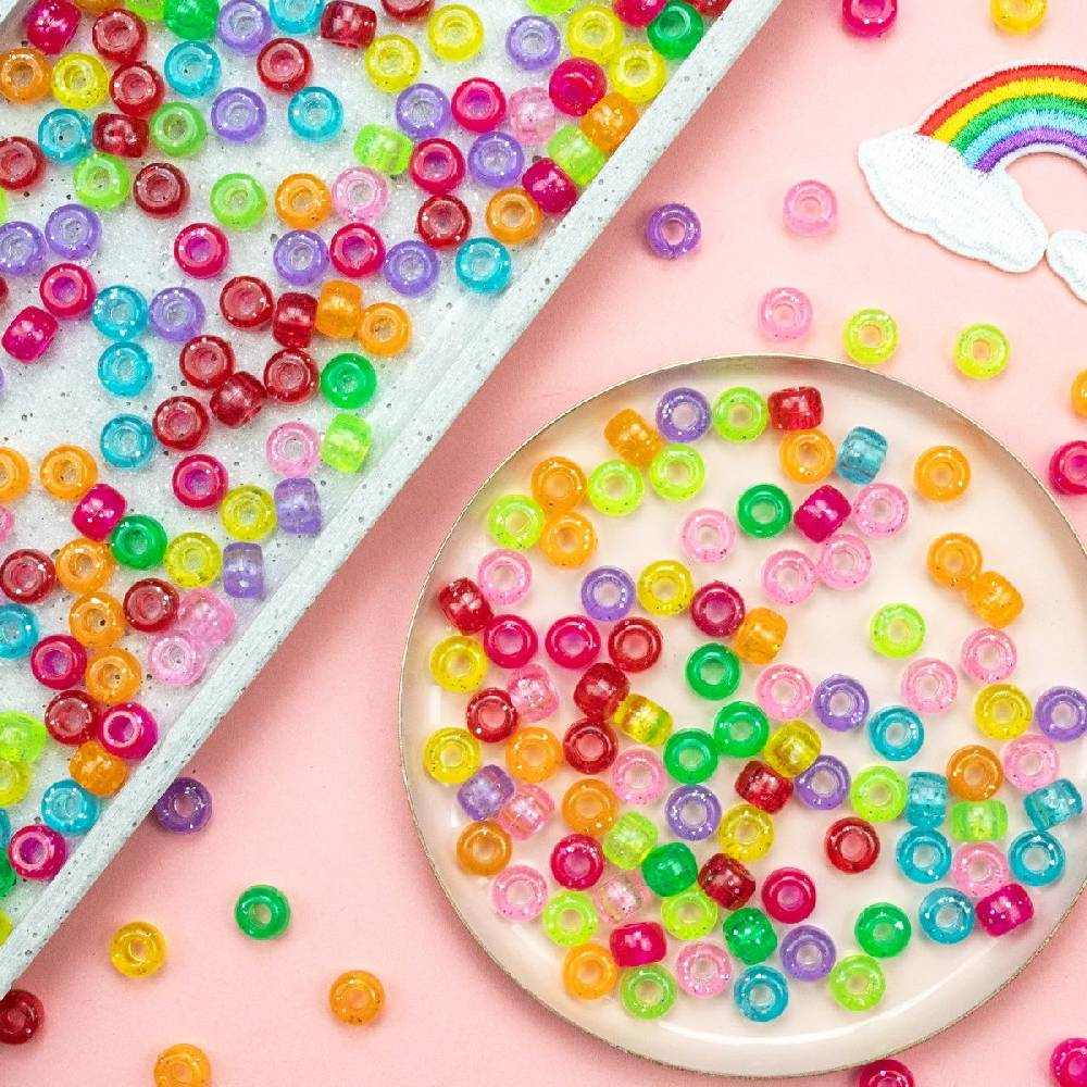 Sadingo Acrylperlen Glitzer | 500 Stk., 9 x 6 mm Große Rabatte