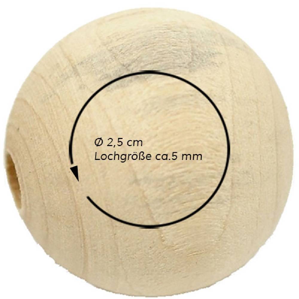 Sadingo Holzperlen natur, 30 Stk. - Ø 2,5 cm Riesige Ersparnisse