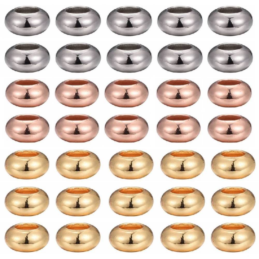 Sadingo Metallperlen Set, 30 Perlen, 3 Farben - Silber, Gold, Rosegold