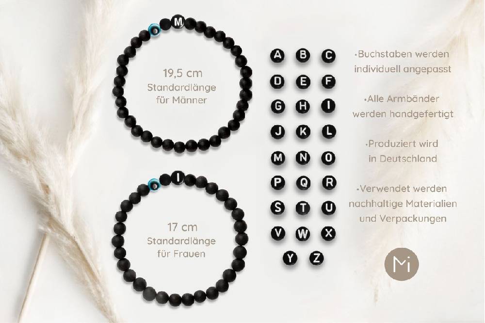 Sadingo Partnerarmband Set "MEADOW" aus schwarzen Achatperlen Im Verkauf