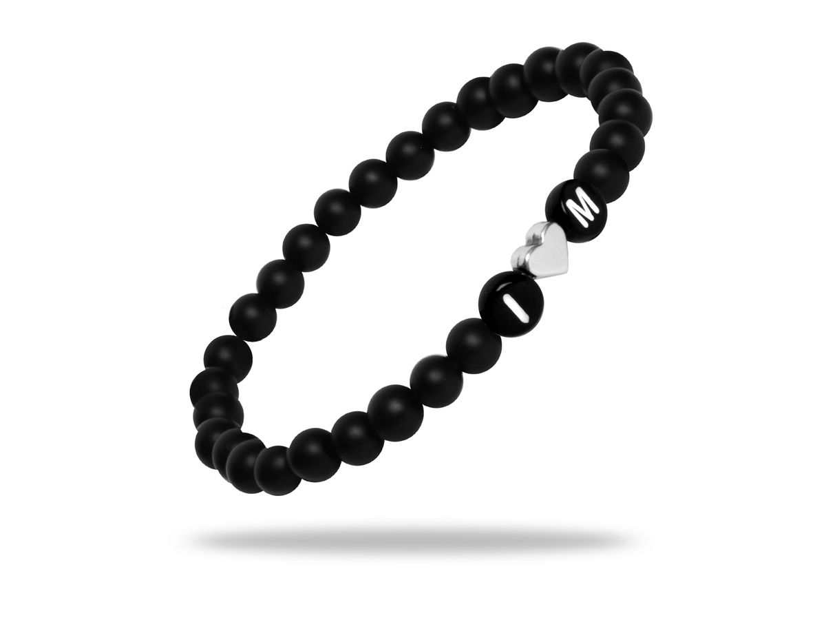 Sadingo Partnerarmband Set "ISLAND" aus schwarzen Natursteinperlen zollfrei