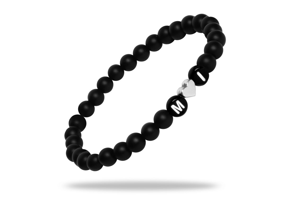 Sadingo Partnerarmband Set "ISLAND" aus schwarzen Natursteinperlen zollfrei