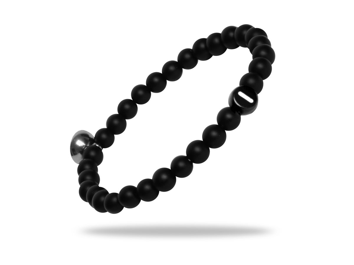 Sadingo Partnerarmband Set "ROCK" aus schwarzen Natursteinperlen 50% Rabatt für begrenzte Zeit
