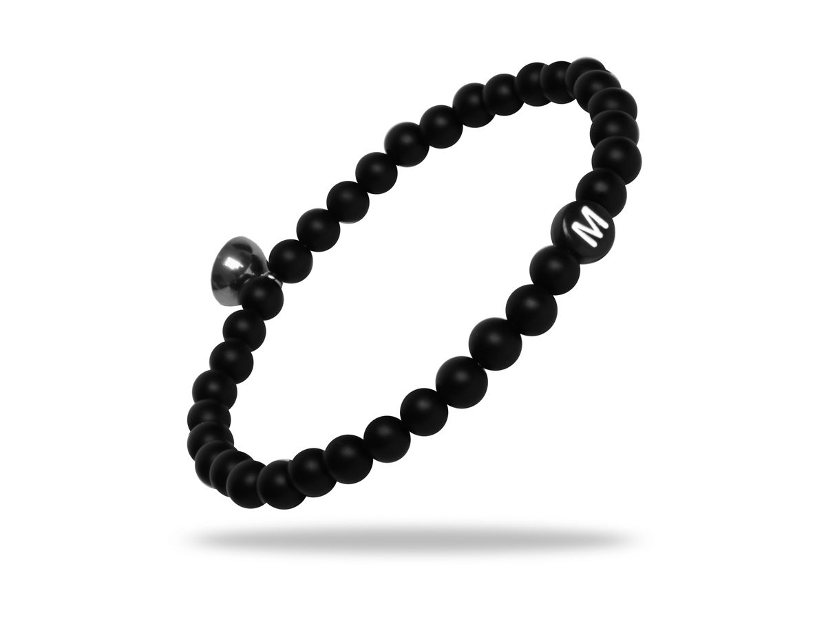Sadingo Partnerarmband Set "ROCK" aus schwarzen Natursteinperlen 50% Rabatt für begrenzte Zeit