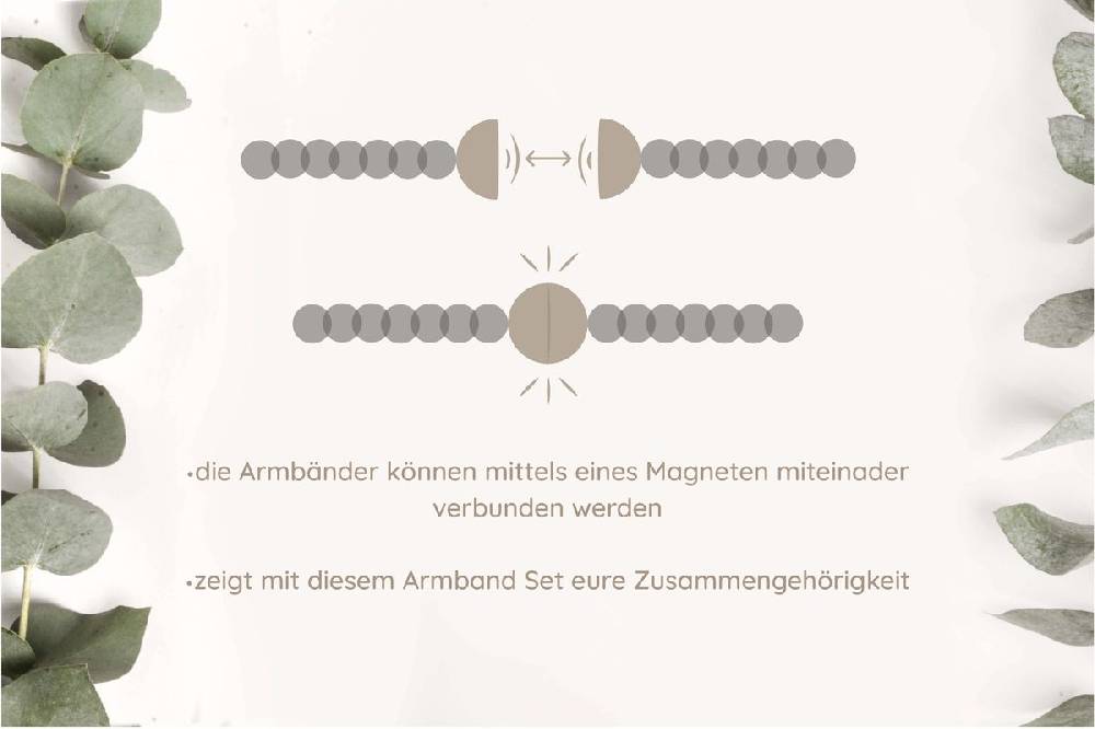 Sadingo Partnerarmband Set "ROCK" aus schwarzen Natursteinperlen 50% Rabatt für begrenzte Zeit
