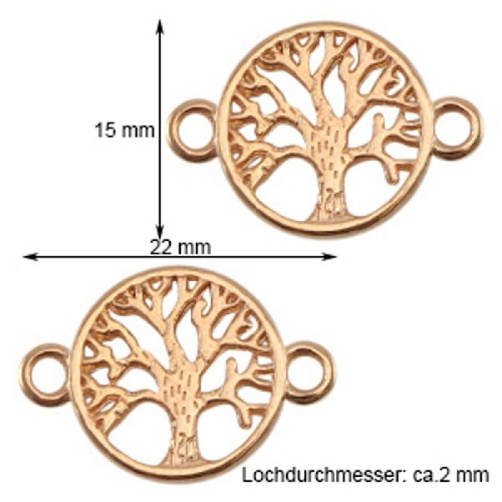 Sadingo Schmuckverbinder Lebensbaum | 3 Stk. - 22x15 mm Kostenloser Versand
