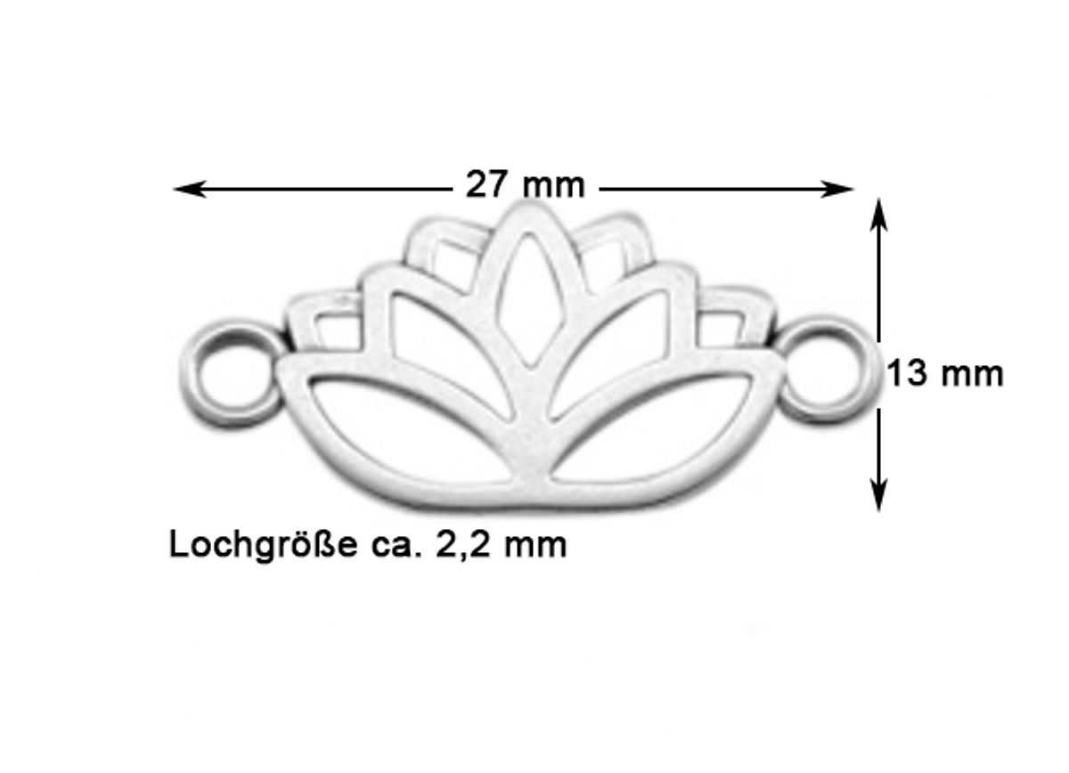 Sadingo Schmuckverbinder Lotusblume | 27x13 mm Fabrik Onlineshop