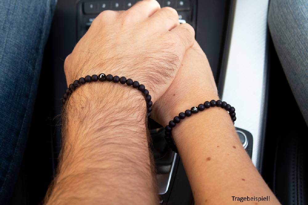 Sadingo Partnerarmband-Set aus schwarzen Acrylperlen Sonderangebot